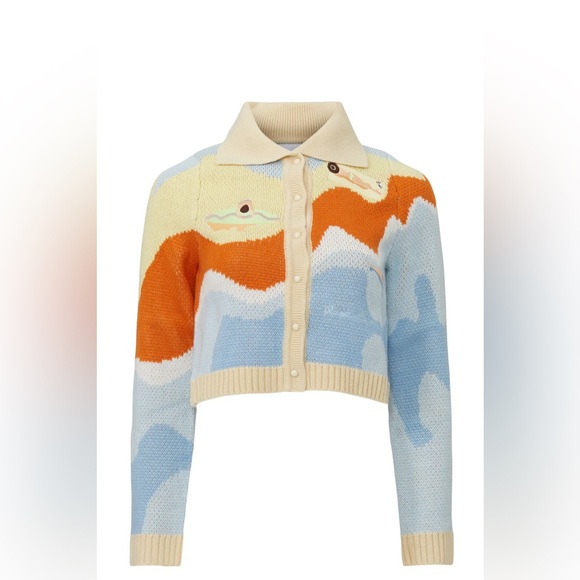 House of Sunny Sweaters - House of Sunny Souvenir Cardigan Sweater Ivory Blue Multi Size 4